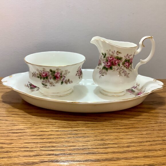 Royal Albert Bone China 3 Pc Sugar, Creamer, Tray Lavender Rose Pattern England - Picture 4 of 13